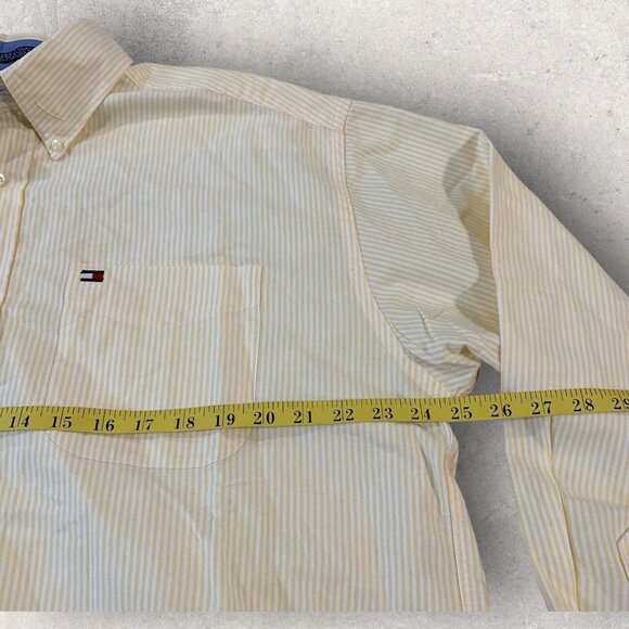 Tommy Hilfiger Dress Shirt Men’s Size Large White Yellow Striped Cotton - Picture 3 of 5